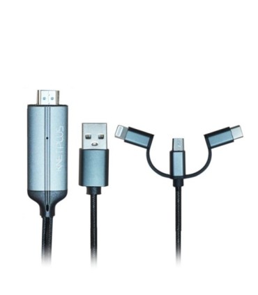 کابل تبدیل سه سر Micro و Type C و Lightning به HDMI کی نت پلاس KP-CT3