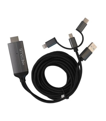 کابل تبدیل سه سر Micro و Type C و Lightning به HDMI کی نت پلاس KP-CT3