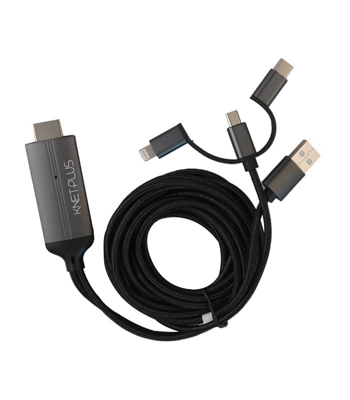 کابل تبدیل سه سر Micro و Type C و Lightning به HDMI کی نت پلاس KP-CT3