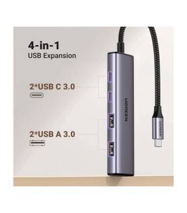 هاب 4 پورت Type C یوگرین 15395 CM473