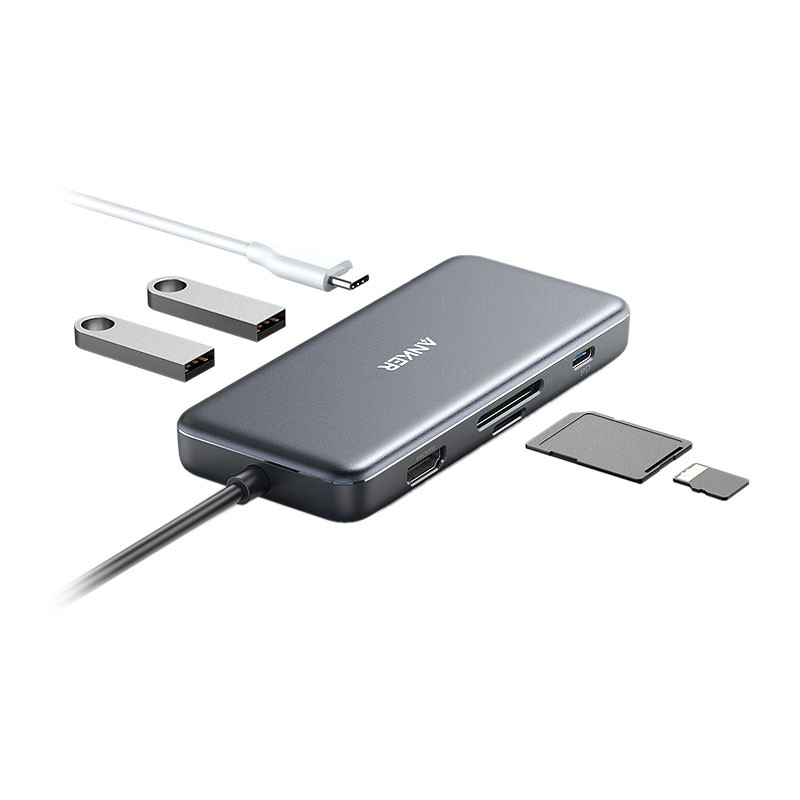 هاب 7 پورت Type C به USB 2.0 با پورت HDMI و درگاه کارت حافظه با قابلیت PD انکر A8346