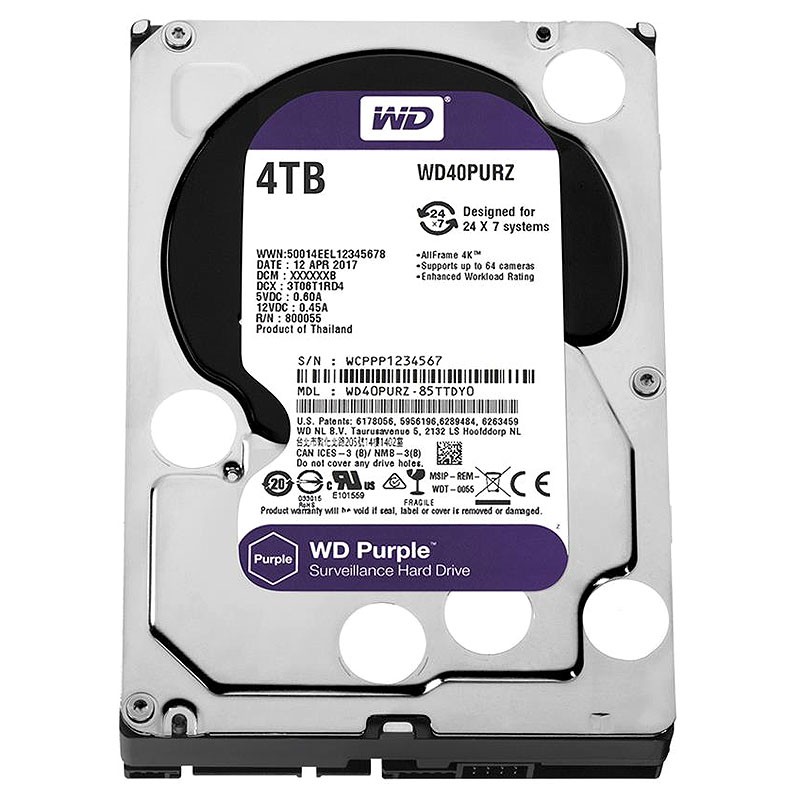 هارد دیسک اینترنال وسترن دیجیتال Purple WD40PURZ ظرفیت 4 ترابایت