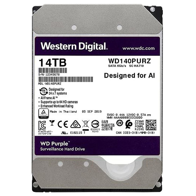 هارد دیسک اینترنال وسترن دیجیتال Purple WD140PURZ ظرفیت 14 ترابایت