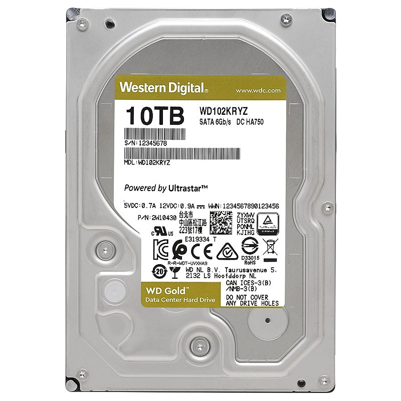 هارد دیسک اینترنال وسترن دیجیتال Gold WD102KRYZ ظرفیت 10 ترابایت