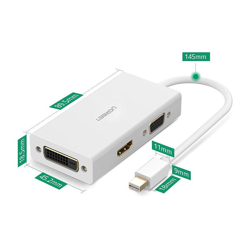 تبدیل Mini DisplayPort به 1+24 DVI-D و HDMI و VGA یوگرین MD114