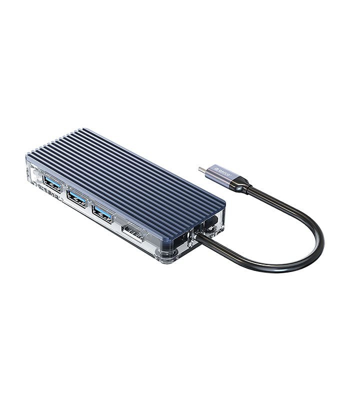 هاب 8 پورت Type C به USB 3.0 با پورت Type C و HDMI و LAN و درگاه کارت حافظه با قابلیت PD اوریکو WB-8P