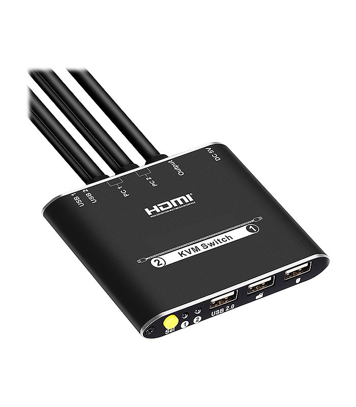 کی وی ام سوئیچ 2 پورت HDMI همراه کابل لایمستون LS-HKC0201