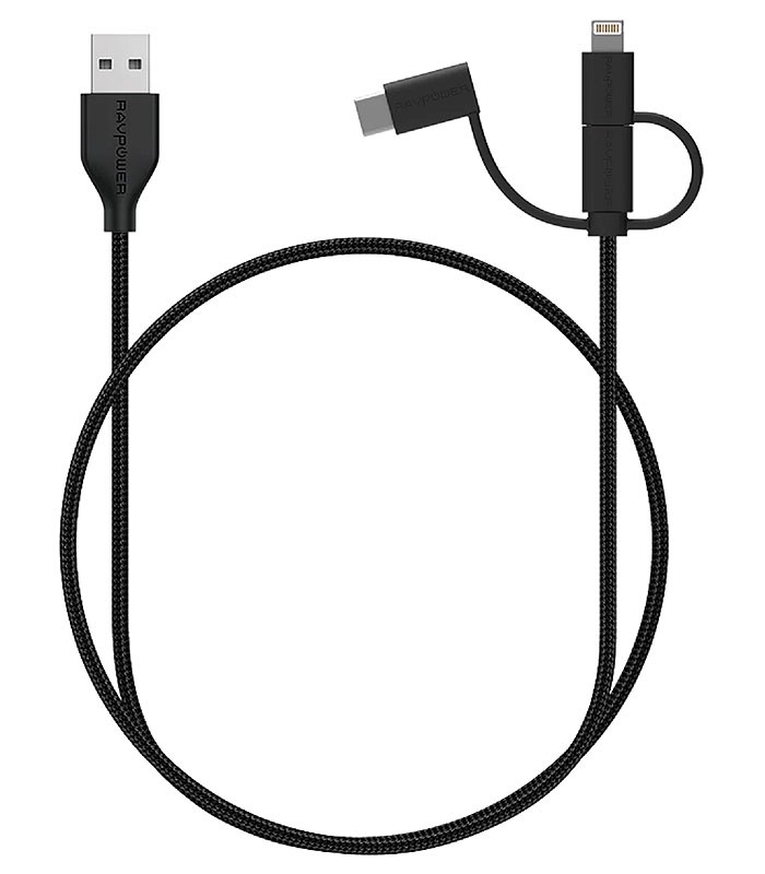 کابل تبدیل USB به Iphone Lightning و Type C و Micro USB راوپاور RP-CB021