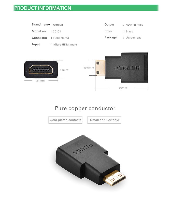 تبدیل Mini HDMI به HDMI یوگرین 20101