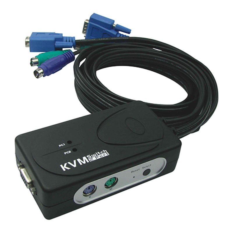 کی وی ام سوئیچ 2 پورت VGA با پورت PS2 همراه کابل فرانت FN-K2PS