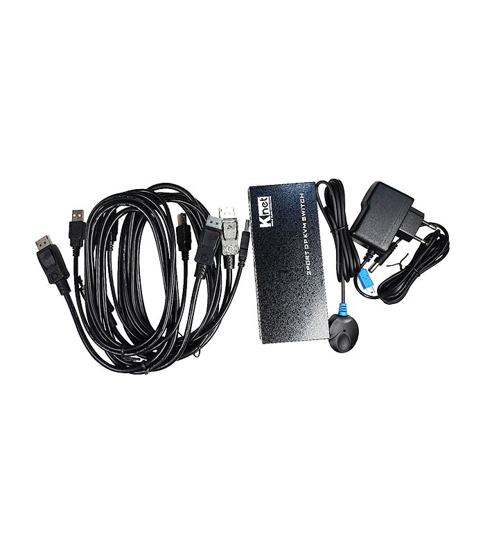 کی وی ام سوئیچ 2 پورت DisplayPort اتوماتیک همراه کابل کی نت K-SWDPK402