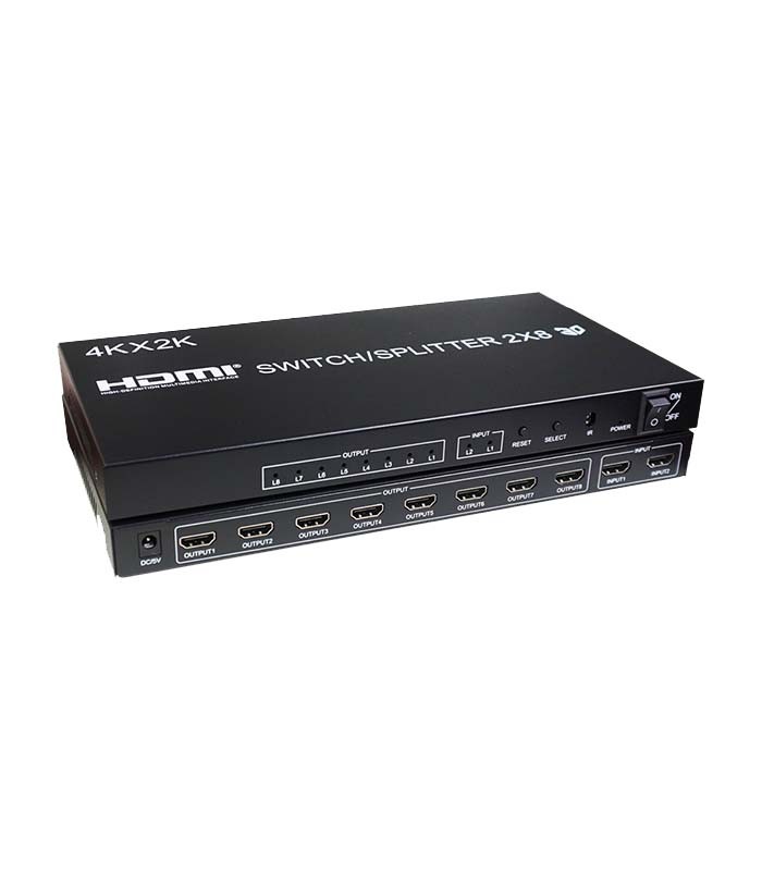 سوئیچ اسپلیتر 2 در 8 HDMI کی نت K-SWSP1428