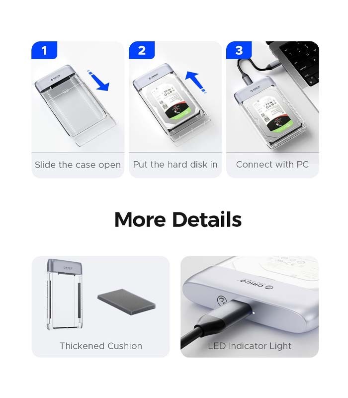 باکس هارد 2.5 اینچ USB-C اوریکو TX25C3