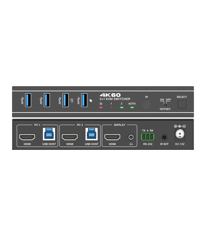 کی وی ام سوئیچ 2 پورت HDMI همراه کابل فرانت FN-K3H21