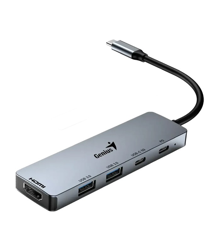 هاب 5 پورت Type C به 3.0 USB با پورت HDMI با قابلیت PD جنیوس UH-500